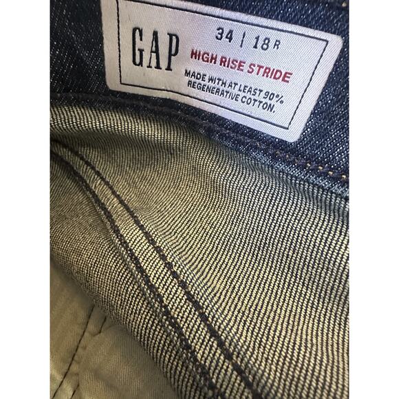 NWT GAP High Rise Stride Belted Wide Leg Jeans Raw Hem Dark Wash Plus Size 34 18 - Picture 5 of 11